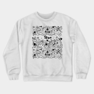 funny space doodles black and white Crewneck Sweatshirt